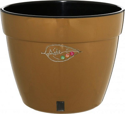 Горщик пластиковий Santino Асти круглий 15л золотистий/чорний (AS6 AUR-NGR)