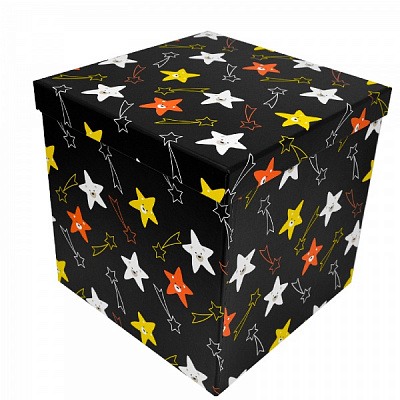 Коробка подарункова чорна зірки 20.5х20.5 см 4110222407