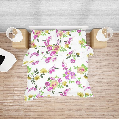 Комплект постельного белья Мальва евро белый с принтом Rigel 