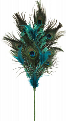 Декорація новорічна Blooming гілка павич з пір'ям 57 см