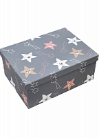 Коробка подарункова прямокутна чорна сірі зірки 111020265 27х20 см