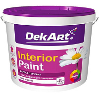 Краска интерьерная акриловая DekArt Interior Paint мат белый 5 л 6,3 кг
