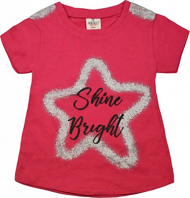 Футболка для дівчинки AKKU 9081 з зіркою р.110 рожевий