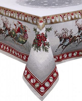 Скатерть гобеленовая новогодняя с люрексом 140x260 см разноцветный Lefard 