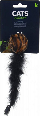 Игрушка для котов дразнилка с перьями черная 25 см