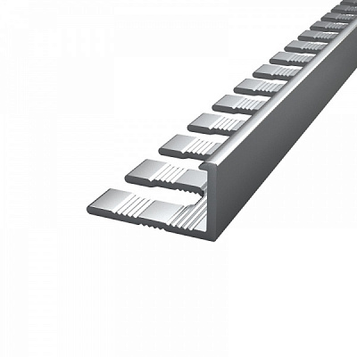 Кутник для плитки АЛЮПРО зовнішній гребінка алюміній 10 мм 2,71м срібло