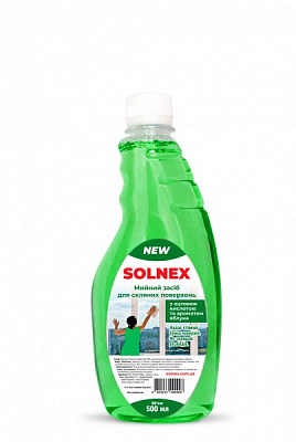 Засіб миючий для скла та дзеркал SOLNEX з оцтовою кислотою Яблуко запаска 0,5 л