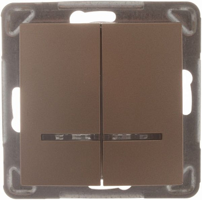 Вимикач двоклавішний Ospel Impresja з підсвіткою 16 А 250В IP20 золотий