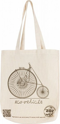 Екосумка ZOZ Велосипед тканина чорний із білим