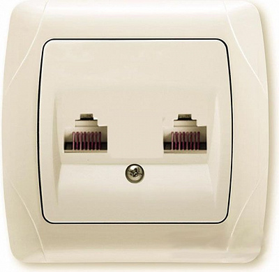Розетка  Viko Carmen 2хRJ45 кремовая