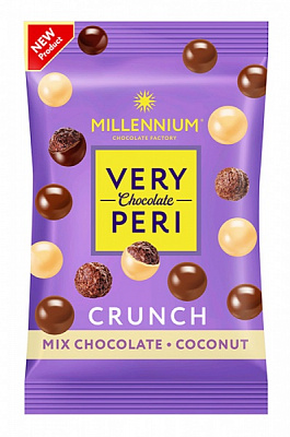 Драже Millennium Crunch в молочном и белом шоколаде с кокосом 80 г (Very Peri) 