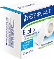 Лейкопластырь ECOPLAST тканевый EcoFix 2,5 см 5 м нестерильные