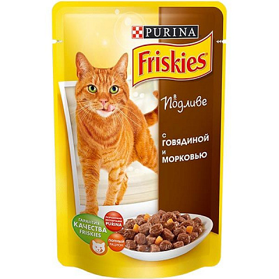 Корм Purina Friskies c говядиной и морковью в подливе 100 г 