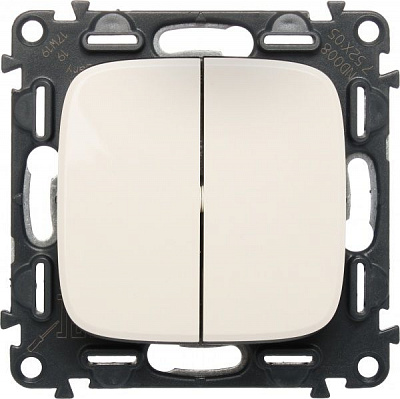 Вимикач двоклавішний Legrand Allure без підсвітки 10 А 250В кремовий 752805