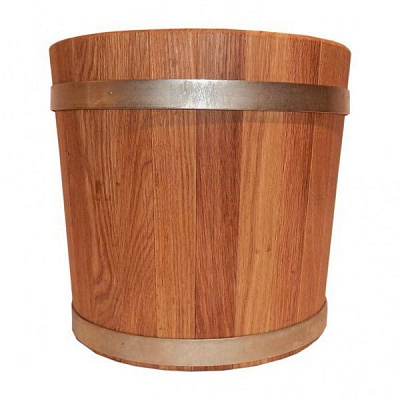 Вазон декоративний для квітів дубовий з оцинкованими обручами круглий 17л