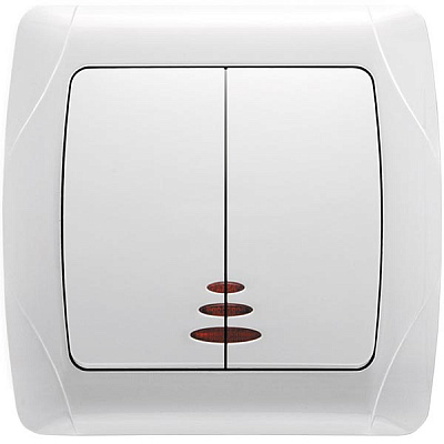 Вимикач подвійний Viko Carmen 25.07.0015 білий