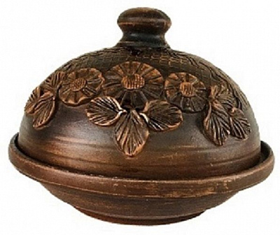 Блюдо для блинов лепка с крышкой 2 л Український гончарний посуд 