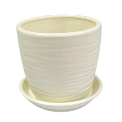 Горщик керамічний Оріана-Запоріжкераміка Грація Хвиля №1 круглий 7л бежевий глянець