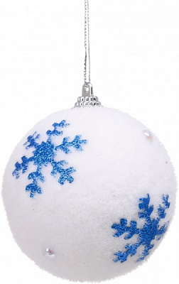 Шар новогодний Shunda пенопластиковый 80 мм бело-синий SDA213480WB