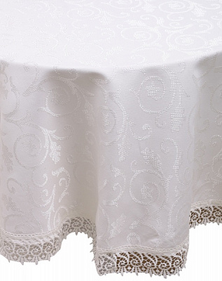 Скатерть с гипюром KDK 160x220 см кремовый Karna 