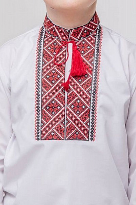 Вышиванка для мальчиков Сварга Говерко р.128-134 красно-черный 