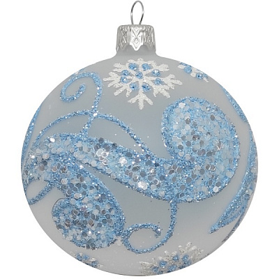 Куля новорічна 80 мм молочний 9703-1