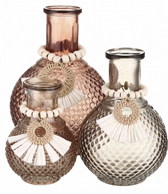 Набор ваз HOFF стеклянных Boho 3 шт 4271 терракотовый/серый/бежевый 