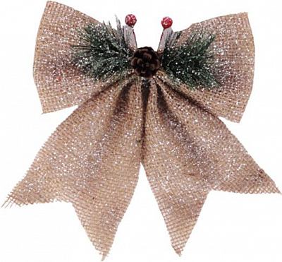 Декорація новорічна Бант з мішковини 18х22 см SD15-789109
