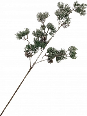 Гілочка декоративна з хвойними пучками і шишками 58 см RS1Z2222