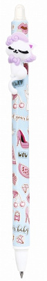 Ручка гелева напиши-зітри миле кошеня фіолетова