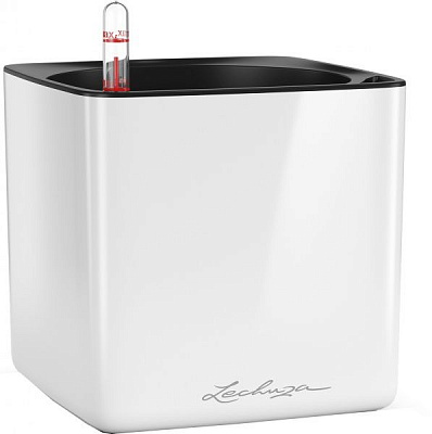 Вазон декоративний Lechuza Cube Glossy 16 квадратний 1,6л білий (13520)