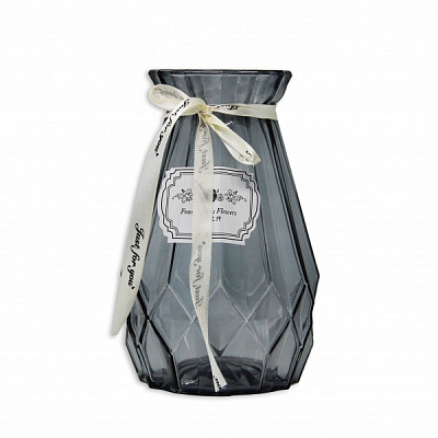 Ваза стеклянная Crystal Paula 18 см серая 