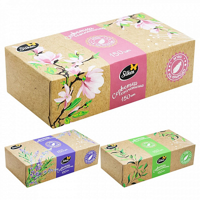 Салфетки в коробке Silken косметичка Крафт 150 шт.