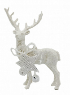 Ялинкова іграшка Олень 15 см білий NY21073