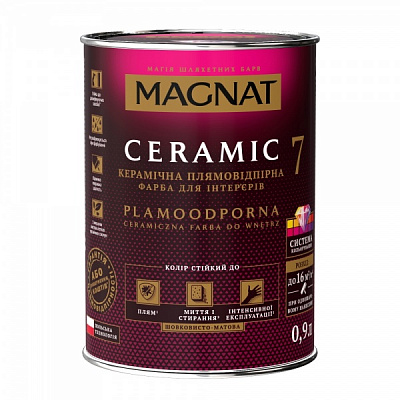 Фарба керамічна водоемульсійна Magnat Ceramic 7 шовковистий мат білий 0,9л
