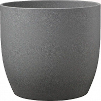 Кашпо керамическое Soendgen Basel Stone круглый темно-серый (0069-0024-2257) 