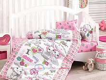 Комплект постельного белья Cotton box розовый с принтом Tavsan Kardes 