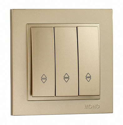 Выключатель проходной трехклавишный Mono Despina без подсветки титан 102-222202-108