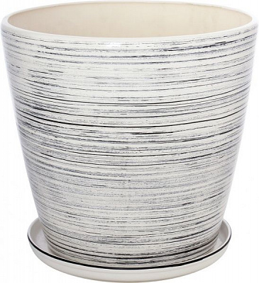 Горшок керамический Ориана-Запорожкерамика Грация №0 глянец белый-черный круглый 30л бело-черный (056-0-067) 