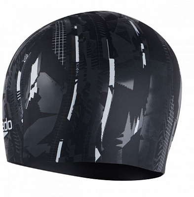 Шапочка для плавания Speedo Printed Silicone Cap Au 808385G764 one size черный с белым