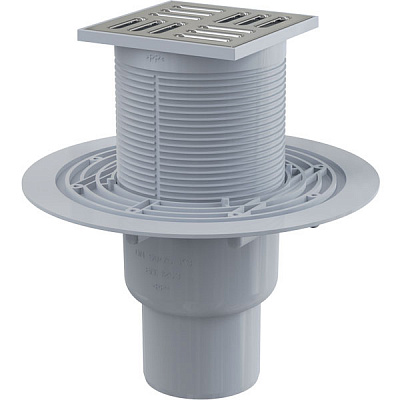 Душевой трап Alca Plast Сливной трап 105×105/50/75 мм прямой сток, решетка из нержавеющей стали, гидрозатвор комбинированный SMART