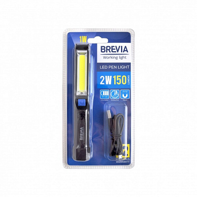 Лампа Brevia 11220 LED Pen Light 2W COB+1W LED 150lm, 900mAh, microUSB