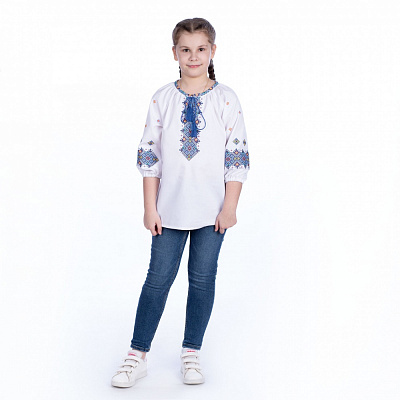 Вышиванка для девочек Эдельвика 379-23/09 р.152 белый 379-23/09