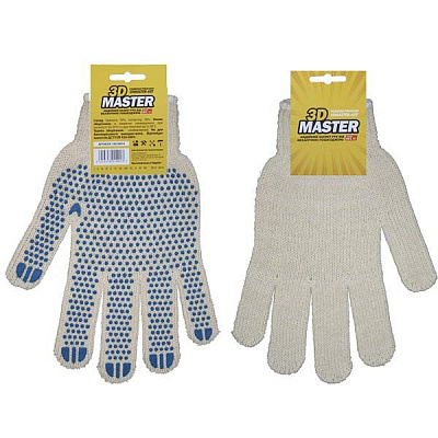 Перчатки MasterOK 60Т трикотажные 3D MASTER-60Т с покрытием ПВХ точка XL (10) 4147