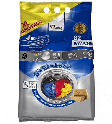 Порошок для машинной и ручной стирки Wash&Free 4,1 кг