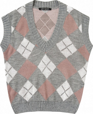 Жилет для девочки ART KNIT Ромб р.140 серый 26277 