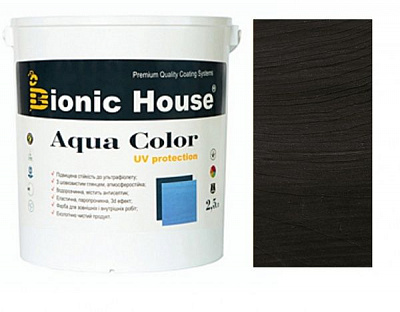 Лазур Bionic House лесуюча універсальна Aqua Color UV protect чорний шовковистий мат 2,5 л