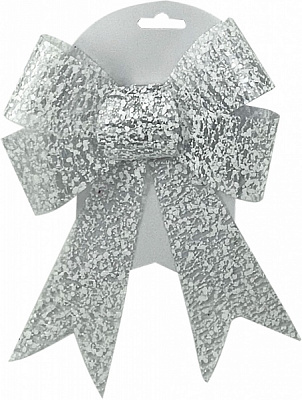 Декорация Бант мерцания 22 см серебряный SD22-145
