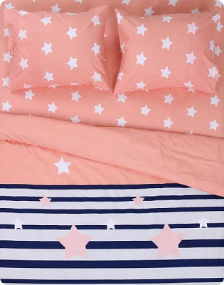 Комплект постільної білизни Зірки 2 кораловий
