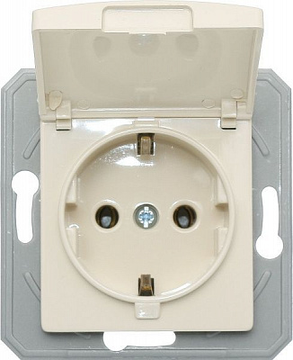 Розетка TEM Ekonomik 16 A 250 В з кришкою слонова кістка VE11IIXO-U